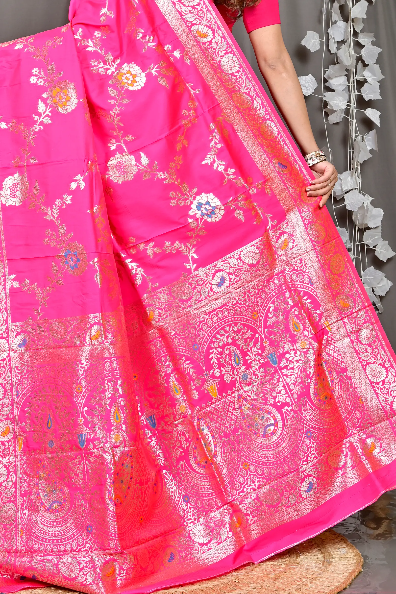 Pink Cotton Silk Parosha Kathan Saree (502)